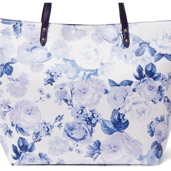 Victoria's Secret White and Blue Floral Tote - Picture 3 of 4